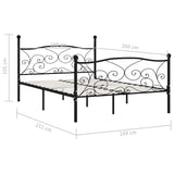 Bed Frame without Mattress with Slatted Base Black Metal 160x200 cm 284458