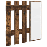 Wall-Mounted Coat Rack with Mirror Smoked Oak 100 x 10 x 100 cm 874511