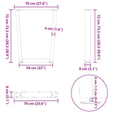 Dining Table Legs V-Shape 2 pcs Natural Steel 70x cm Steel 4012647