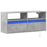 TV Wall Cabinet with LED Lights Concrete Grey 100x31x45 cm 852337
