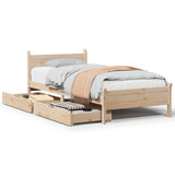 ZNTS Bed Frame without Mattress 100x200 cm Solid Wood Pine 3309776