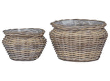 Planter Basket with Storage 2 pcs Grey Lacak Rattan 42020959