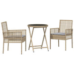 Garden Bistro Set 3 pcs Beige Poly rattan 3334965