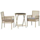 Garden Bistro Set 3 pcs Beige Poly rattan 3334965