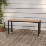 Garden Bench Brown and Black Steel Medium Durable 317142