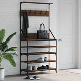 Clothes Rack with Shoe Storage Brown Oak 90x34x184 cm 837881