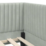 Corner Bed Frame with Headboard Light grey 90 x 190 cm Velvet 42016256