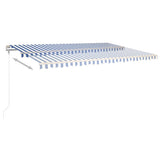 Manual Retractable Awning with Posts 5x3.5 m Blue and White 3070056