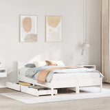 Bed Frame with Drawers White 140x200 cm Solid Wood Pine 3301906