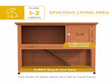 Two-Tier Antiseptic Wood Rabbit Hutch, 102cm Guinea Pig Hutch with Run - Orange T3398P554259