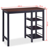 ZNTS Bar Set 3 Pieces MDF Black 245363
