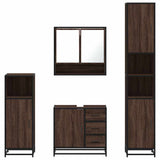 4 Piece Bathroom Furniture Set Brown Oak Engineered Wood 3301229
