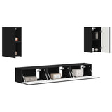 TV Cabinet Set Wall-mounted 5 pcs Black Engineered Wood 3409070