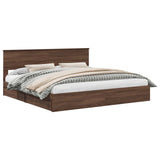 Storage Bed with Drawer Brown Oak 200 x 200 cm Engineered Wood 3410769