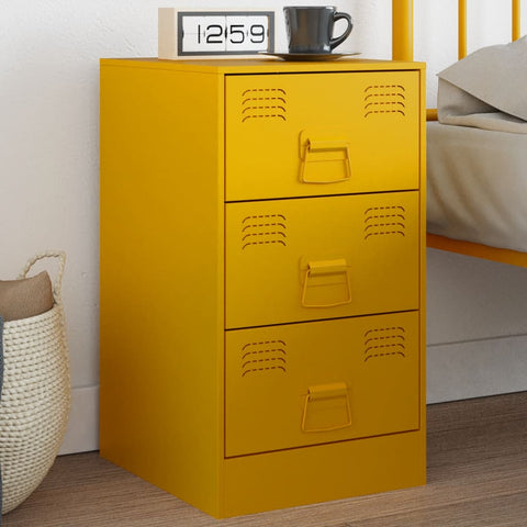 ZNTS Bedside Cabinet Mustard Yellow 34.5x39x62 cm Steel 841781