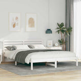 Bed Frame with Headboard White 160 x 210 cm Solid Pine Wood 872315