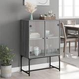 Side Cabinet with Glass Doors Grey Sonoma 69x37x100 cm 836551
