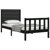 Bed Frame without Mattress Black Small Single Solid Wood Pine 3193170
