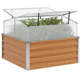 Garden Planter with Greenhouse Light Brown 100 x 100 x 77 cm 42017372