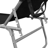 41197 Folding Sun Lounger with Canopy Steel and Fabric Black
