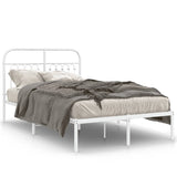 Metal Bed Frame without Mattress with Headboard White 120x190cm 376646