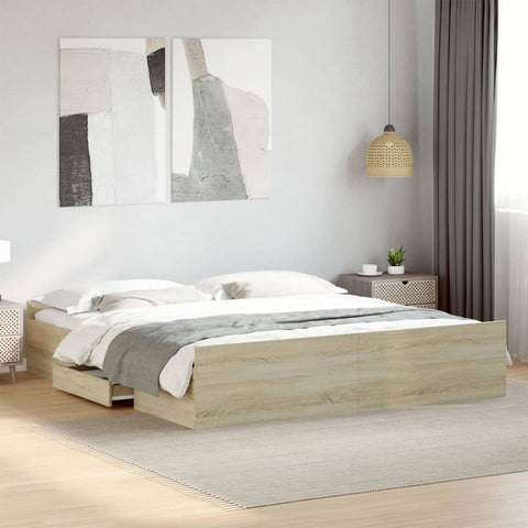 Bed Frame with Drawers without Mattress Sonoma Oak 180x200 cm Super King 3280274