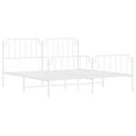 ZNTS Metal Bed Frame with Headboard and Footboard White 180x200 cm Super King 373958