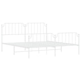 ZNTS Metal Bed Frame with Headboard and Footboard White 180x200 cm Super King 373958