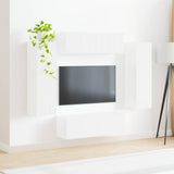 TV Wall Cabinet Set 4 pcs High Gloss White Engineered Wood 3408929