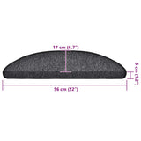 Stair Mats 20 pcs 56x17x3 cm Anthracite Half Round 3365781