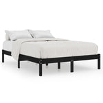 810041 Bed Frame without Mattress Black Solid Wood 200x200 cm