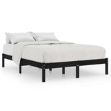 810041 Bed Frame without Mattress Black Solid Wood 200x200 cm