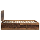 Bed Frame with Headboard Old Wood 140 x 190 cm Solid Pine Wood 3412495