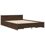 Bed Frame with Drawers without Mattress Brown Oak 150x200 cm King Size 3279931