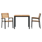 Garden Dining Set 3 pcs Black Solid Acacia Wood 3284397