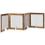 Foldable Dog Gate with Stands 4 pcs Old Wood 401 cm 892035