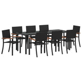 Garden Dining Set 9 pcs Black Powder-Coated Steel 3379421