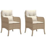 Garden Chairs with Cushions 2 pcs Beige Poly Rattan 365148