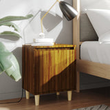 Bed Cabinets with Solid Wood Legs 2 pcs Brown Oak 40x30x50 cm 813115