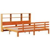 ZNTS Bookcase Bed without Mattress Wax Brown 180x200 cm Super King Solid Wood Pine 3322778
