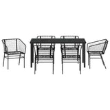 Garden Dining Set 7 pcs Black Poly Rattan 3380894