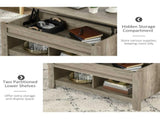 Lift Top Coffee Table w/ Hidden Storage Compartment Open Shelves Lift Tabletop Pop Up Centre Table T3398P343169