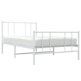 Metal Bed Frame without Mattress with Footboard White 107x203cm 352543