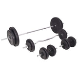 Workout Bench with Weight Rack, Barbell and Dumbbell Set 90 kg 275371