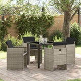 Garden Dining Set with Cushion 5 pcs Light grey Poly rattan 3379960