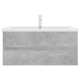 Sink Cabinet with Built-in Basin Concrete Grey Engineered Wood 3071661