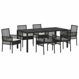 Garden Dining Set 7 pcs Black Poly rattan 3334859