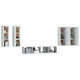6 Piece TV Cabinet Set White Engineered Wood 3114342