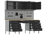 Work Cabinet 8 pcs Black and Grey Engineered Wood and Steel 3321458