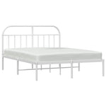 Metal Bed Frame without Mattress with Headboard White 140x190cm 353684